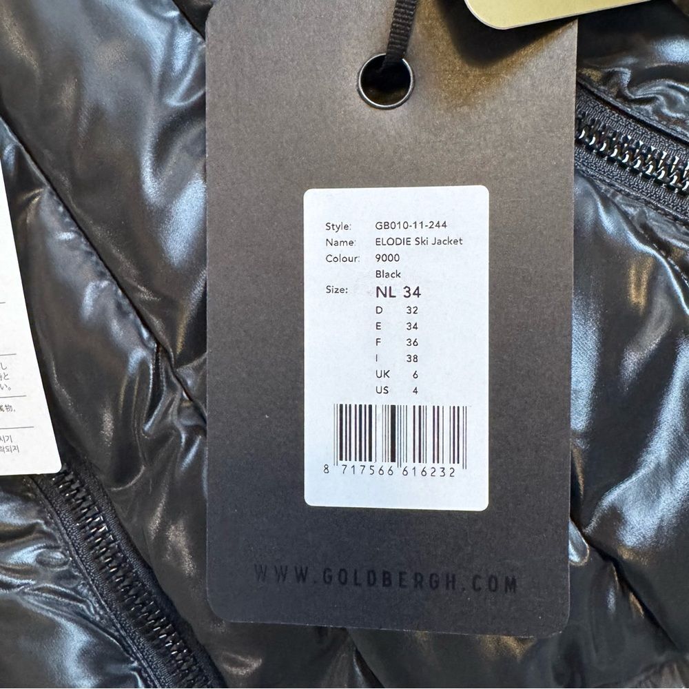 Goldbergh Elodie Quilted Ski Jacket Black Shine NWT US 4 Black Waterproof - Picture 7 of 12